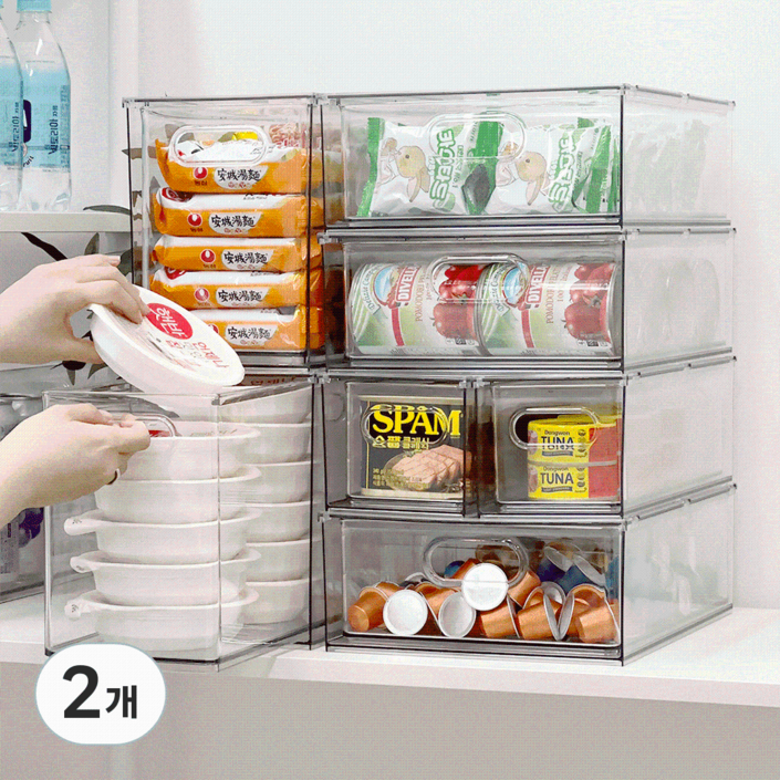 데미무드 아크릴 퓨린 적층식 팬트리 정리함