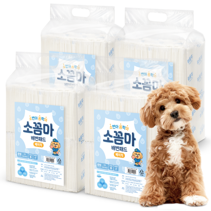 소꼼마 강아지 소변아 꼼짝마 냄새잠금 배변패드 베이직 무향, 100개입, 4개 소꼼마 강아지 소변아 꼼짝마 냄새잠금 배변패드 베이직 무향, 100개입, 4개