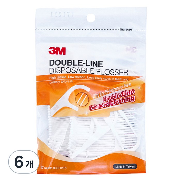 쓰리엠 더블라인 치실, 6개, 42개입 쓰리엠 더블라인 치실, 6개, 42개입