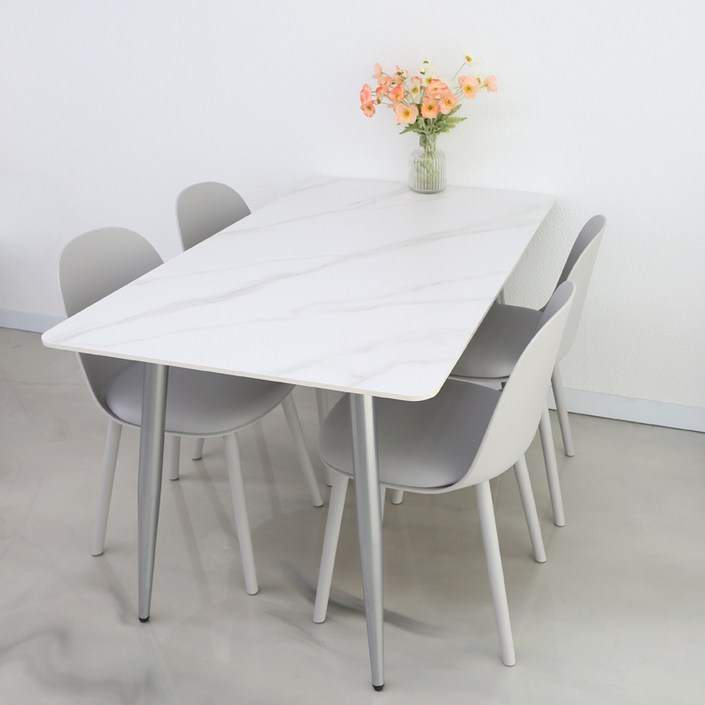 참갤러리 마로니 1400 4인용 세라믹 직사각 식탁 + 의자 4p 세트 방문설치 20240212
