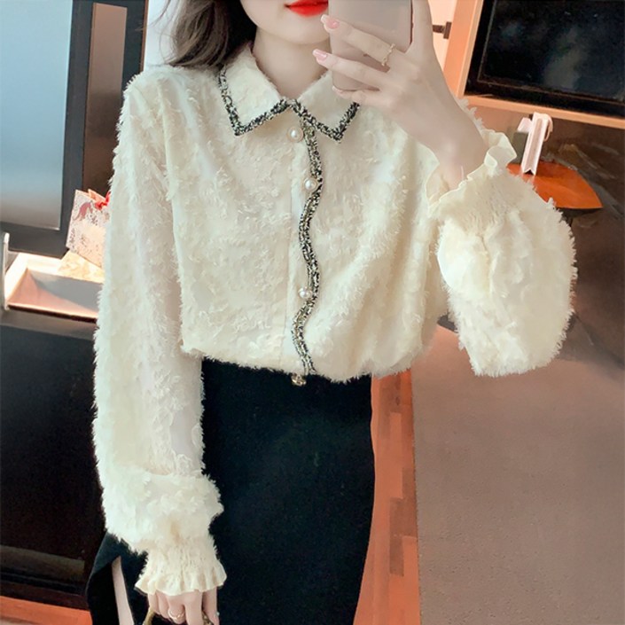 포플러앤씨 여성용 베루디락 배색 블라우스 P25WBL092702