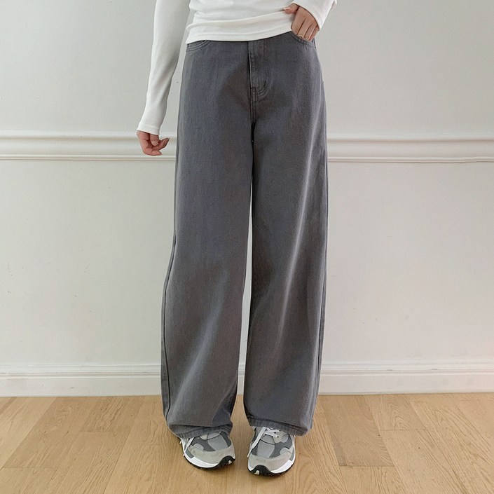 플랜데이 여성용 숏롱 기장 로이 와이드 코튼 팬츠