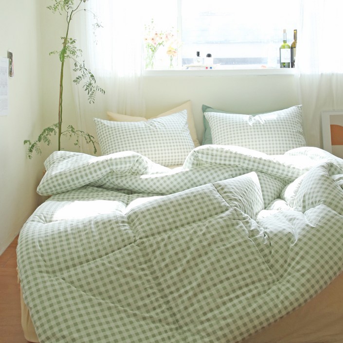올리비아데코 모모체크 순면 차렵이불 올리비아데코 모모체크 순면 차렵이불