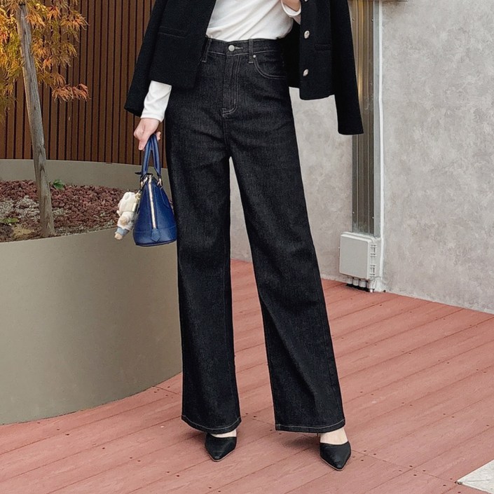 인비비드 여성용 엘리건트 히든밴딩 생지 와이드 청바지 롱 G11D17ij5570