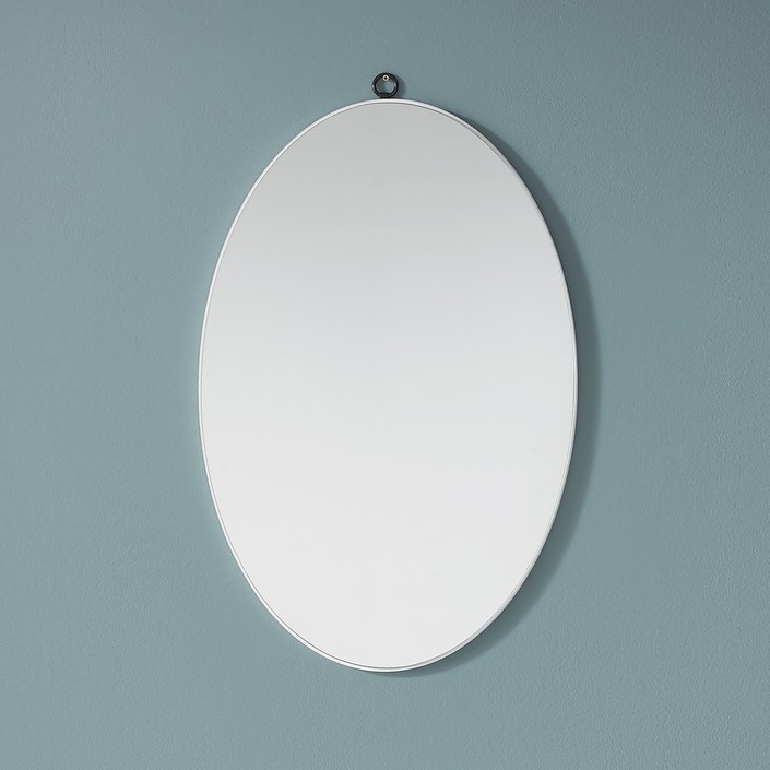 온맘컴퍼니 프랑 우드 타원 벽거울 310 x 510 mm, 화이트