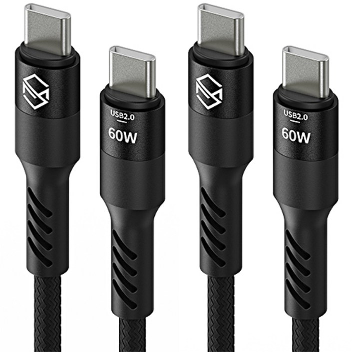 신지모루 주석도금 단선강화 60W C to C PD 고속충전 케이블, 블랙, 2개, 2m 신지모루 주석도금 단선강화 60W C to C PD 고속충전 케이블, 블랙, 2개, 2m