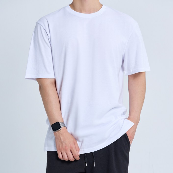 스타토리 남녀공용 레이어드 옆트임 통기성 면 반팔 티셔츠