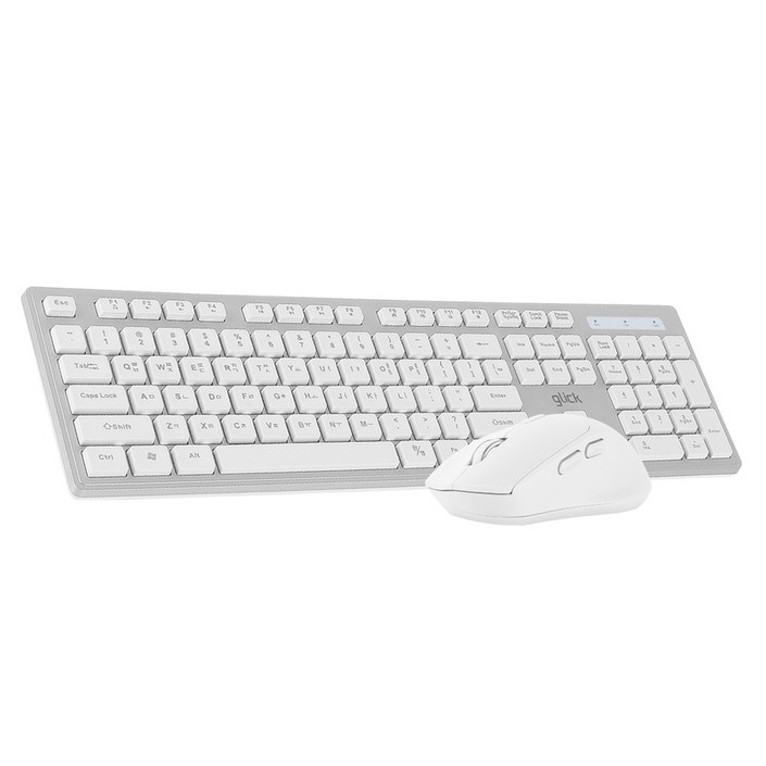 지클릭커 OFFICE PRO 인체공학 무소음 무선 키보드  마우스 세트, WMK10, 화이트, 일반형