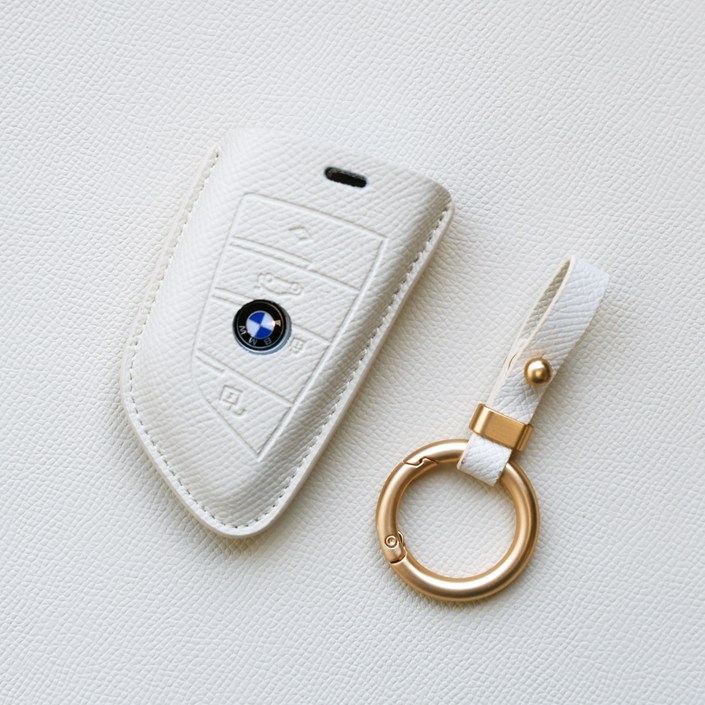 트니르 BMW 호환 스마트 키케이스 신형 천연 소가죽 맞춤 차키링 차키홀더 차량용품, 아이보리