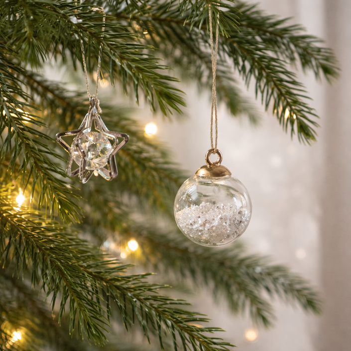 미니 주얼리 오너먼트 12P 세트 l 크리스탈 크리스마스 감성 트리 장식 별 유리볼 물방울