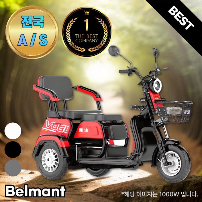 벨만트 삼륜오토바이 3륜 스쿠터 세발전기자전거 3발 삼발이 부모님선물 어르신 농촌, 03레드600W60V23A리튬배터리