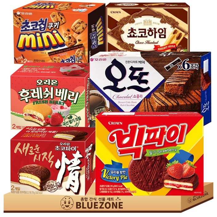 개별포장 곽과자 A세트 초코파이78 후레쉬베리56 초코칩미니90 빅파이216 오뜨쇼콜라150 초코하임47