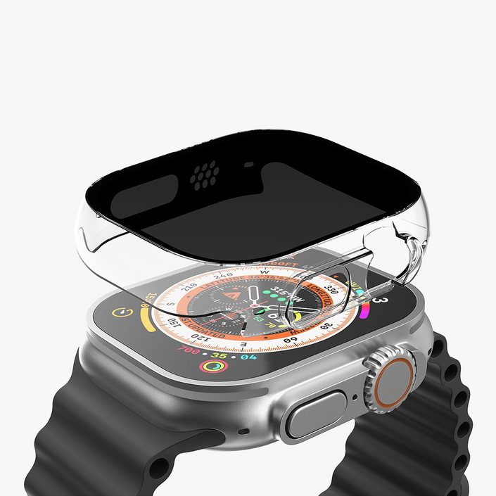 아이쉘 애플워치 10 9 8 7 SE 울트라 사생활보호 강화유리 풀커버 케이스, 클리어투명
