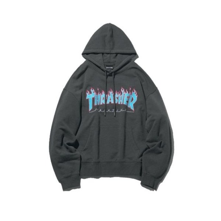 매장상품 THRASHER 트레셔 후드티 플레임 로고 후디 차콜 327983