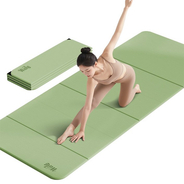 접이식 요가매트 두꺼운 TPE 10mm 층간소음 실내 운동매트, 1개, 그린 + 블랙