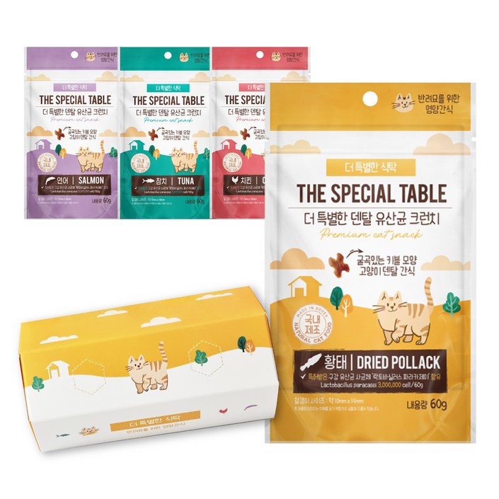 더 특별한 식탁 고양이 간식 유산균 덴탈 크런치, 콤보, 60g, 4개