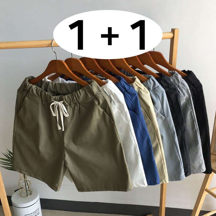 일칠사 [1+1] 시원한 여름 5부 면 밴딩 반바지