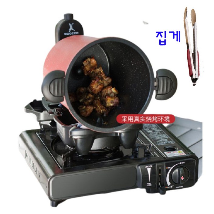집게포함 통돌이오븐 자동회전 삼겹살굽는기계 바베큐구이 캠핑