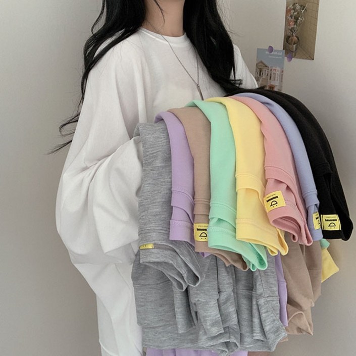 9컬러 여리 폭닥핏 사계절 착용 가능 파스텔 맨투맨티셔츠