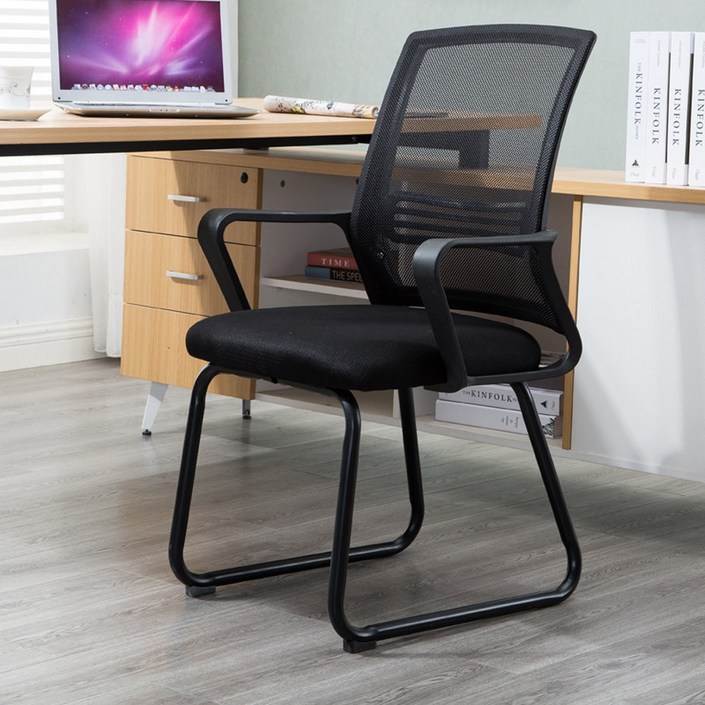 프렛체어 1인용독서 학생 컴퓨터 사무실 고정형 의자, 블랙 20240501