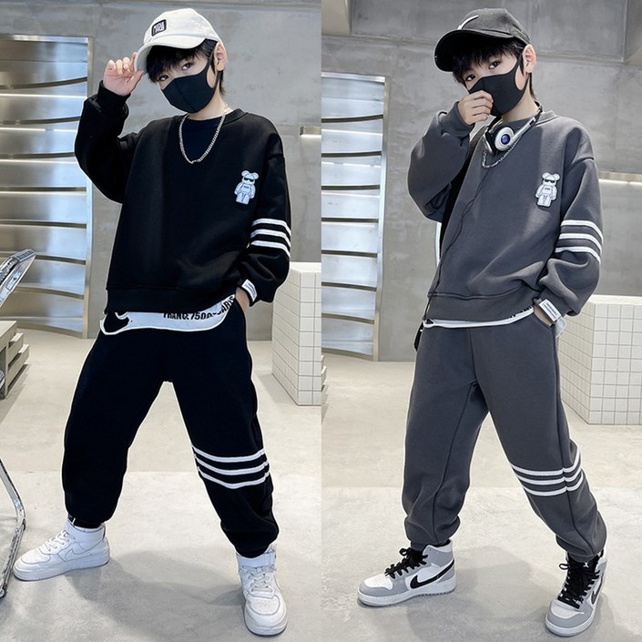 투나이언 남아 맨투맨 상하복세트 초등학생 중학생 트레이닝복 주니어 운동복 츄리닝 바지세트