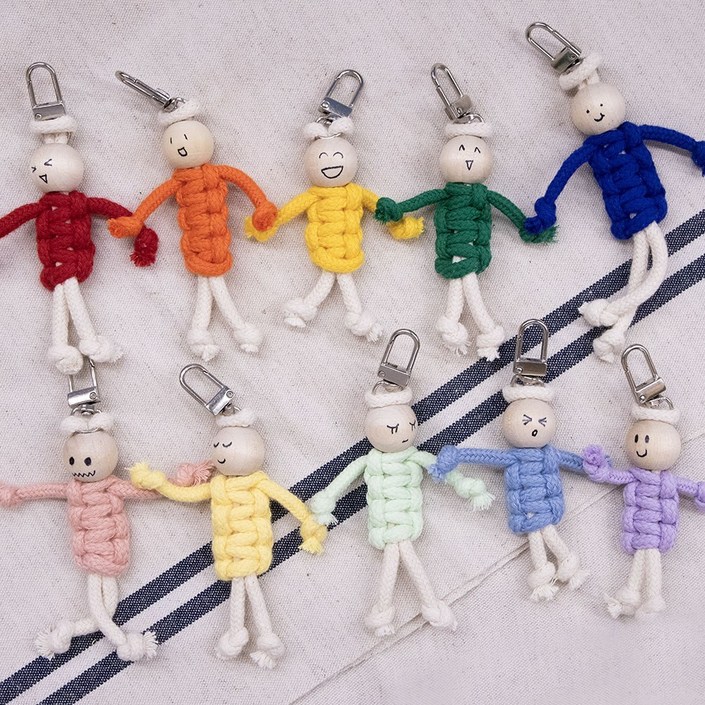 솜씨키트 마크라메 걱정인형 만들기 DIY, 비비드랜덤, 1개 솜씨키트 마크라메 걱정인형 만들기 DIY, 비비드랜덤, 1개