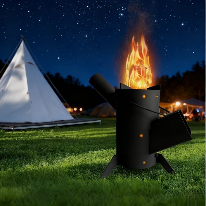Moon 캠핑 화목난로 접이식 휴대용 무쇠장작난로 불벙 소형 화로대+수납 가방, 1개