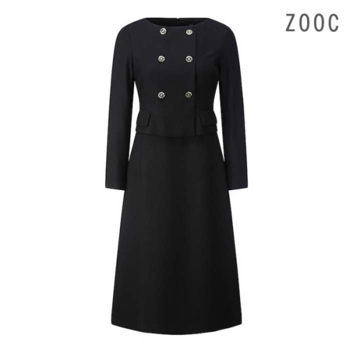 ZOOC 단추 포인트 모 혼방 정장 원피스 BK_V224PSE935 116357