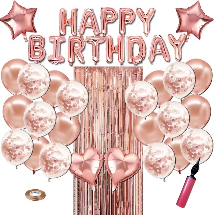 뷰라뷰 해피벌스데이 생일 파티 풍선 풀세트  손펌프  풍선테이프