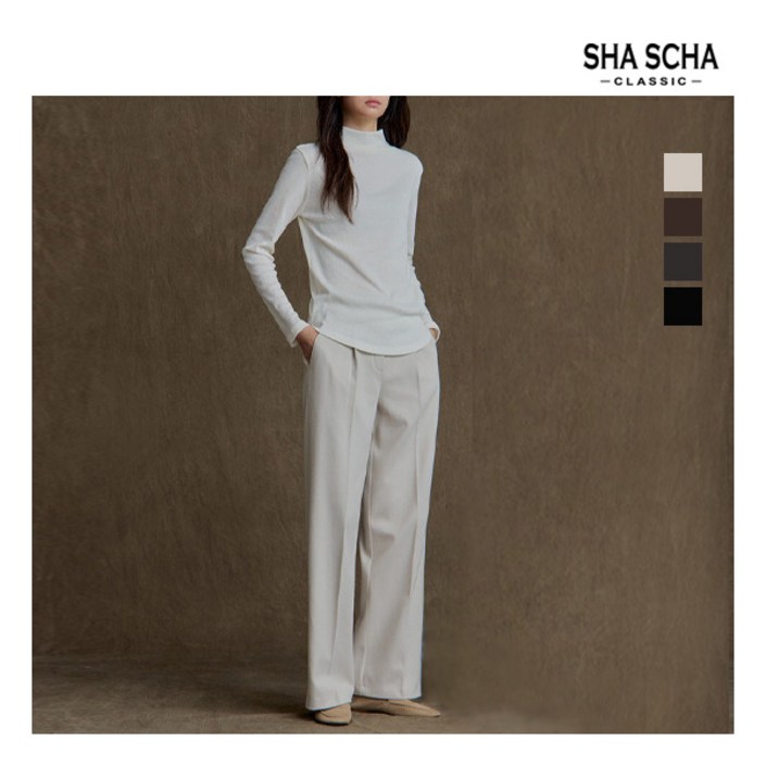 [샤샤] [홈쇼핑인기] 헤링본 기모 세미와이드 팬츠 1종