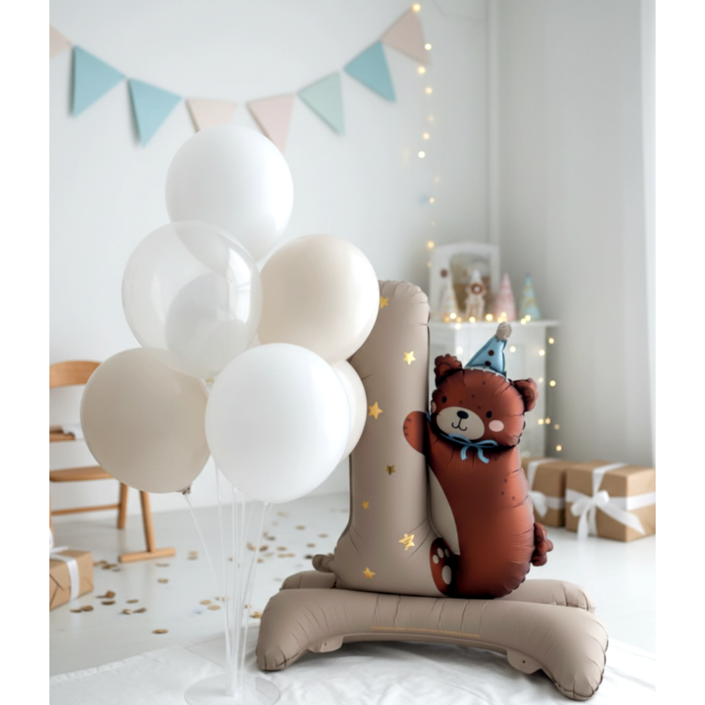 1주년 기념 스탠딩 곰돌이풍선  숫자1 별빛 풍선세트, 첫돌, 각종 기념일, 생일파티