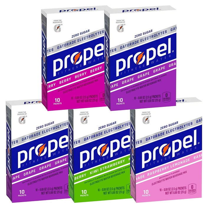 Propel Powder Packets 4 Flavor Variety Pack With Electrolytes, Vitamins and No Sugar 10 Count (Pac