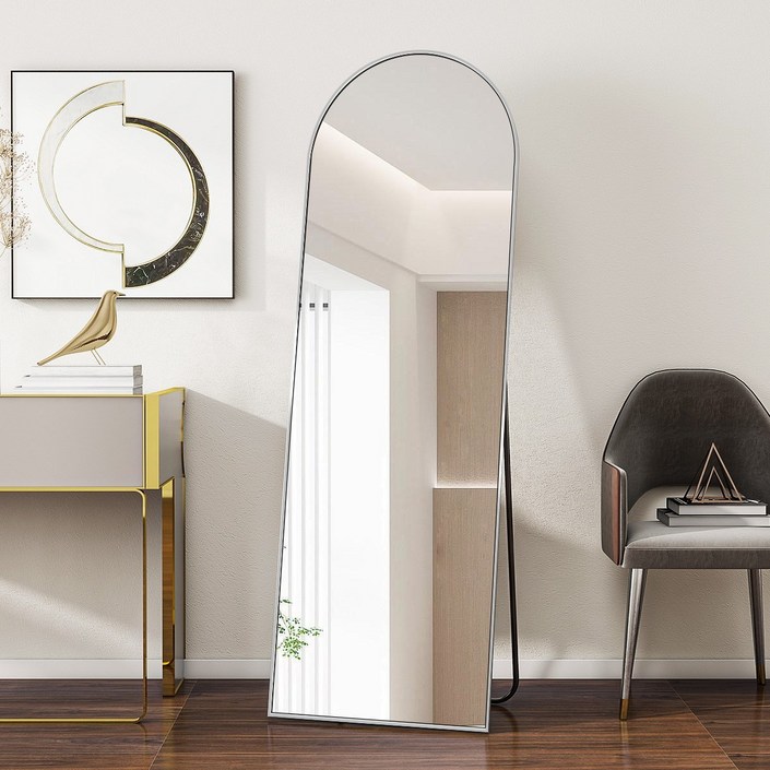 뷰티피크 3in1 스탠드 벽걸이 거치형 강화 안전 유리 전신거울 아치형, 실버