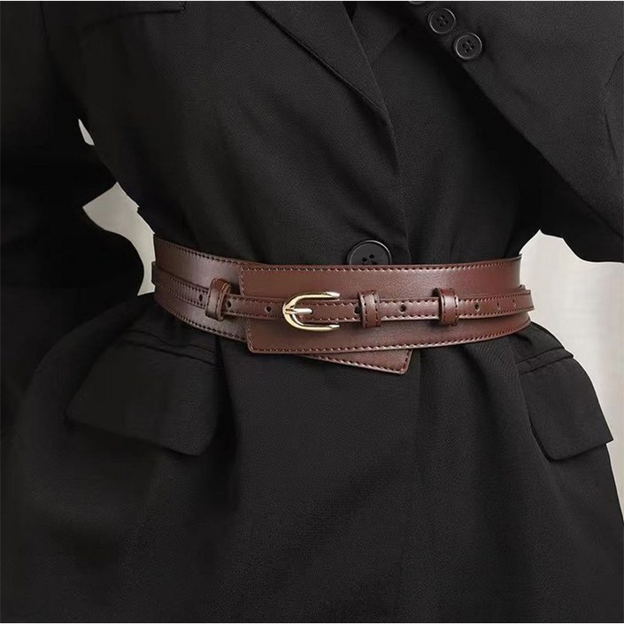 소울린느 더블 레이어드 와이드 벨트 원피스 자켓 남방 위에 코디 4colors