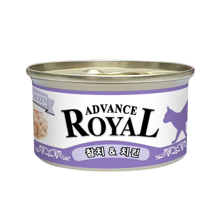 로얄 어드밴스 캔 1box X 24개입 고양이 캔 간식 통조림, 85g, 어드밴스로얄 참치치킨, 24개 로얄 어드밴스 캔 1box X 24개입 고양이 캔 간식 통조림, 85g, 어드밴스로얄 참치치킨, 24개