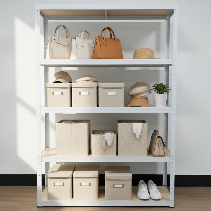 페리코 철제 무볼트 조립식 앵글 선반 화이트 5단