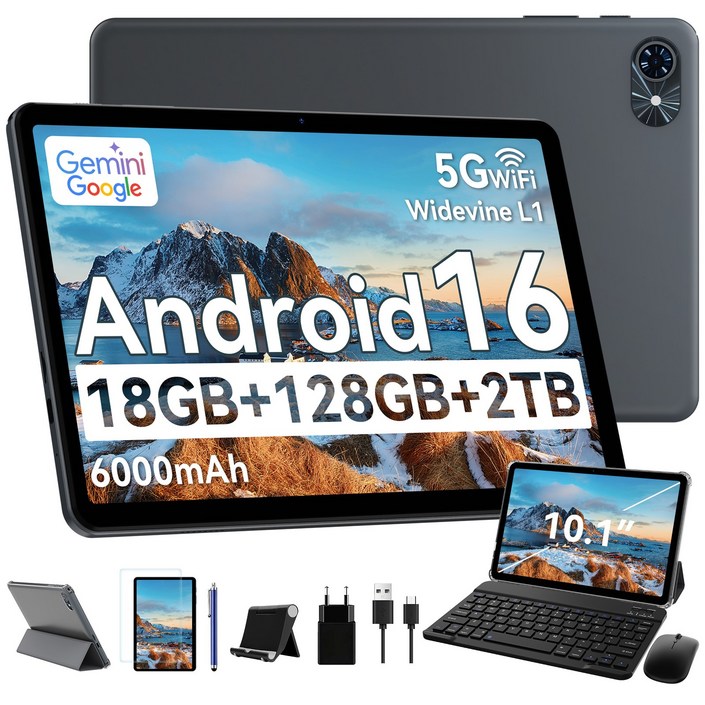 TABWEE 10인치 Android16 태블릿 pc 패키지 Gemini 2.0 2026신형 18GB+128GB 2TB확장 키보드펜 포함 5G WiFi 6000mAh 패키지