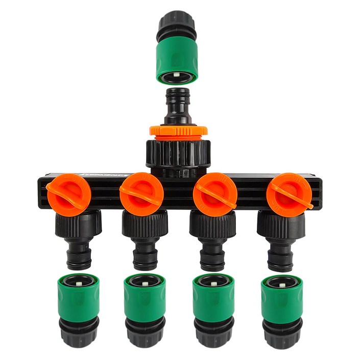 수도분배기4구 세트, 물 호스 연결 부속, 혼합색상, 1세트