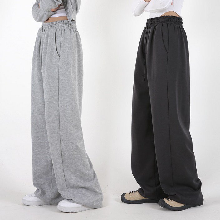 오버나인 여자 여성 무지 와이드 숏 롱 기장선택 트레이닝 팬츠 바지