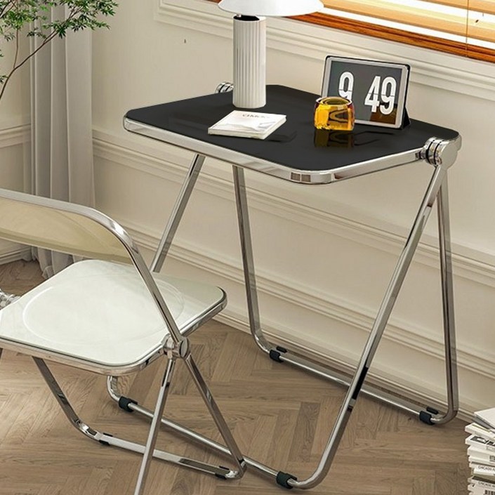 로얄다이아 접이식테이블 미드센추리모던 아크릴테이블 투명테이블, 아크릴테이블  블랙