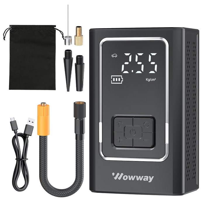 WOWWAY 자동차 타이어 공기압 주입기 자전거 오토바이 공 LED손전등 휴대용 무선 에어펌프