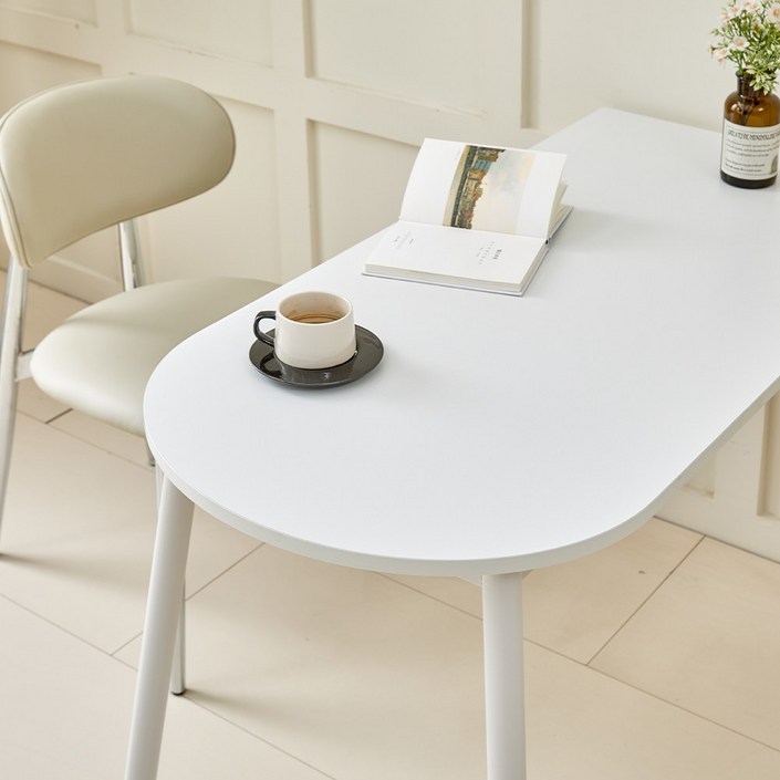반타원식탁테이블 800X600 반달형 반원형 DIY식탁, 화이트, 2인용