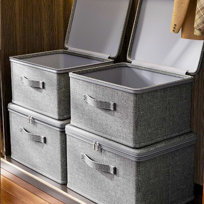 레디박스 대용량 손상 걱정없는 지퍼 커버형 다용도 수납 이불 의류 옷 정리함, 4개, 딥그레이