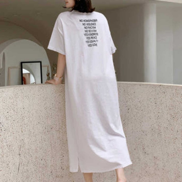 한그래 키작녀 원피스 하객룩 반팔 h라인 롱원피스 데일리룩