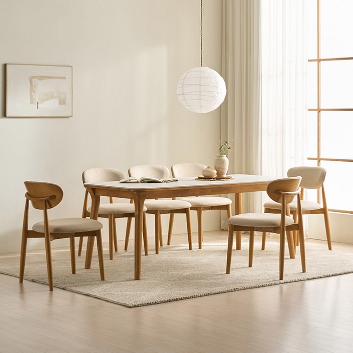 삼익가구 나폴리 포세린 세라믹 원목 식탁 1400/1800 풀세트