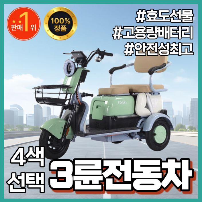 밸런트 안전한 삼륜 전동바이크 세발 전기스쿠터 출퇴근 고출력 리튬배터리 나들이 성인용, 데일리민트, a.600w48v12a
