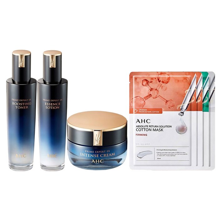 AHC 프라임 엑스퍼트 EX 기초 4종 세트 스킨로션크림랜덤마스크4매