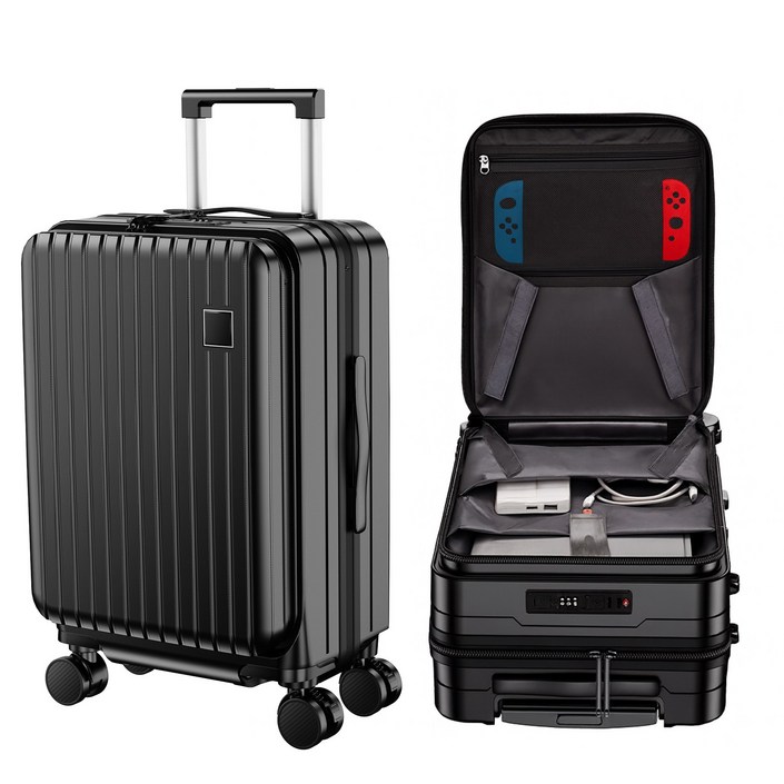 iSOJI 여행용 캐리어 20인치 24인치 프론트 위탁수화물 캐리어 노트북 수납이 가능한