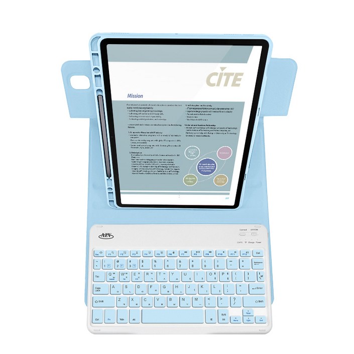 아이패드 에어 6세대 7세대 11인치 호환 콤비 회전 블루투스 키보드 케이스, 소다, 1개