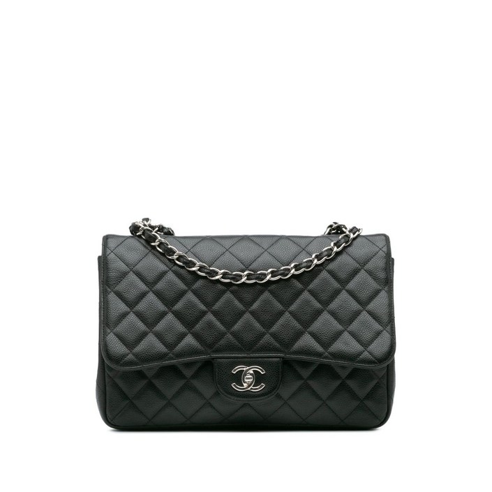 샤넬  중고 20092010 점보 클래식 캐비어 싱글 플랩 숄더 백